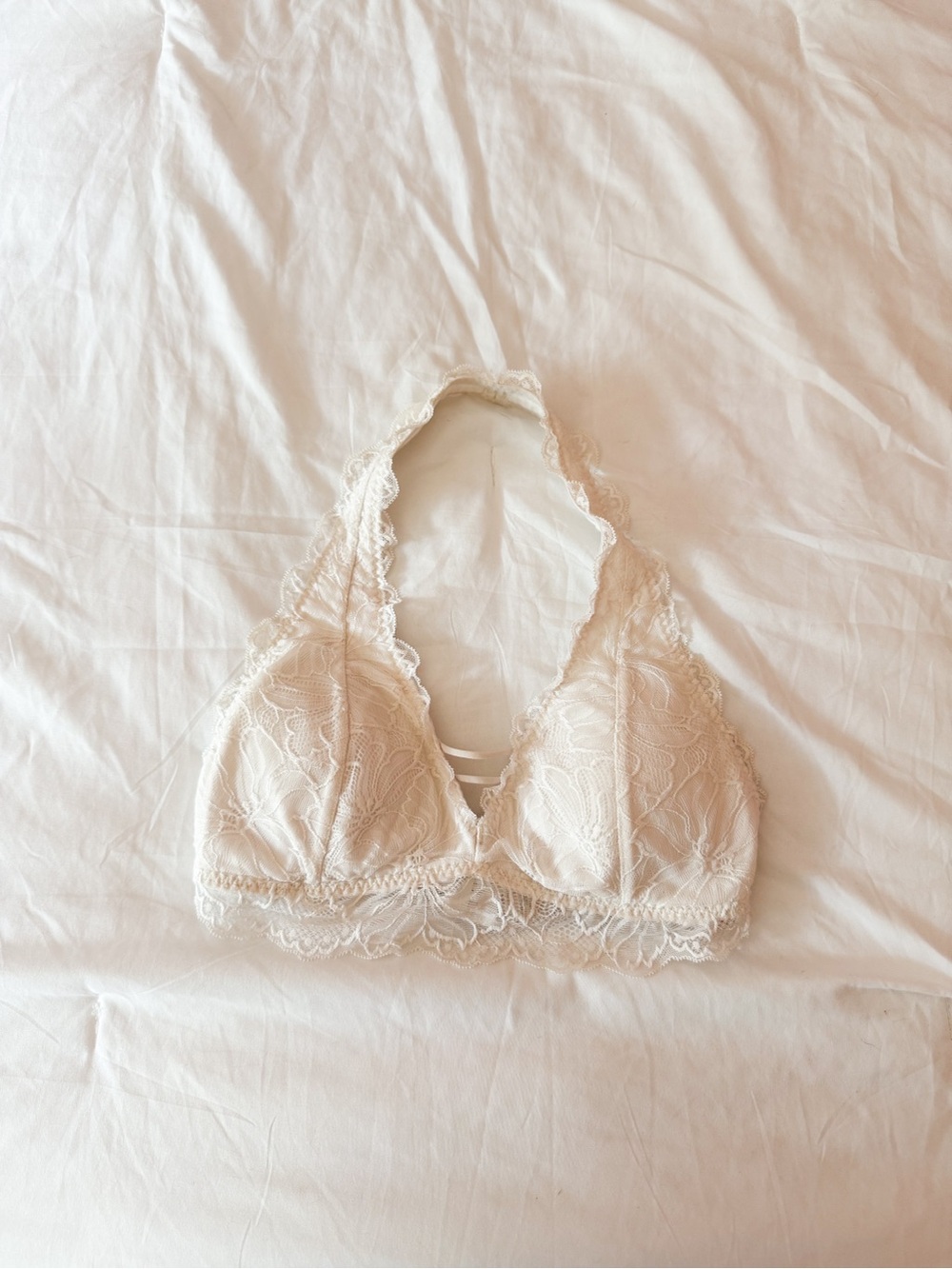 Hollister Gilly Hicks White Lace Halter Bralette Size Small